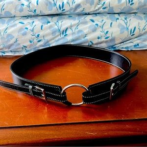 J. McLaughlin black double buckle leather belt